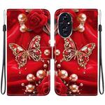For Honor 200 Crystal Texture Colored Drawing Leather Phone Case(Pearl Butterfly Rose)