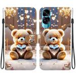 For Honor 90 Lite Crystal Texture Colored Drawing Leather Phone Case(Diamond Bear)