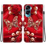 For Honor 90 Lite Crystal Texture Colored Drawing Leather Phone Case(Pearl Butterfly Rose)