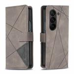 For Samsung Galaxy Z Fold6 Magnetic Buckle Rhombus Texture Leather Phone Case(Grey)