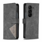 For Samsung Galaxy Z Fold6 Magnetic Buckle Rhombus Texture Leather Phone Case(Black)
