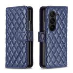For Samsung Galaxy Z Fold7 Diamond Lattice Wallet Flip Leather Phone Case(Blue)