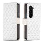 For Samsung Galaxy Z Fold6 Diamond Lattice Wallet Flip Leather Phone Case(White)