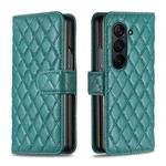 For Samsung Galaxy Z Fold6 Diamond Lattice Wallet Flip Leather Phone Case(Green)
