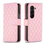 For Samsung Galaxy Z Fold6 Diamond Lattice Wallet Flip Leather Phone Case(Pink)