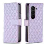 For Samsung Galaxy Z Fold6 Diamond Lattice Wallet Flip Leather Phone Case(Purple)