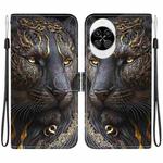 For Huawei nova 14 Crystal Texture Colored Drawing Leather Phone Case(Black Gold Lion)