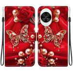 For Huawei nova 14 Crystal Texture Colored Drawing Leather Phone Case(Pearl Butterfly Rose)