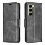 For Infinix Hot 60 Pro 4G Lambskin Texture Pure Color Flip Leather Phone Case(Black)
