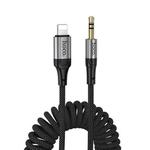 hoco UPA33A Nuevo 8 Pin to 3.5mm Spring Digital Audio Conversion Cable, Length: 1.5m(Black)