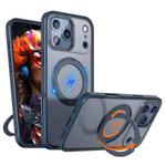 For iPhone 17 Pro Max kalebol MagSafe Metal Ring Holder Phone Case(Blue)