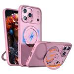 For iPhone 17 Pro Max kalebol MagSafe Metal Ring Holder Phone Case(Pink)