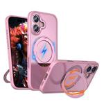 For iPhone 17 kalebol MagSafe Metal Ring Holder Phone Case(Pink)