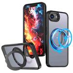 For iPhone 16e kalebol MagSafe Metal Ring Holder Phone Case(Black)