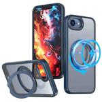 For iPhone 16e kalebol MagSafe Metal Ring Holder Phone Case(Blue)