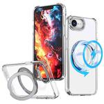 For iPhone 16e kalebol MagSafe Metal Ring Holder Phone Case(Transparent)