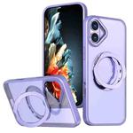 For iPhone 16 kalebol MagSafe Metal Ring Holder Phone Case(Light Purple)