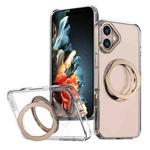 For iPhone 16 kalebol MagSafe Metal Ring Holder Phone Case(Desert Gold)