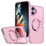 For iPhone 16 kalebol MagSafe Metal Ring Holder Phone Case(Pink)