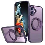 For iPhone 16 kalebol MagSafe Metal Ring Holder Phone Case(Dark Purple)