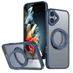 For iPhone 16 kalebol MagSafe Metal Ring Holder Phone Case(Navy Blue)