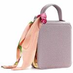 For Samsung Galaxy Z Flip7 Litchi Pattern Makeup Mirror PU Phone Case with Silk Scarf(Purple)
