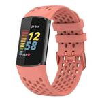 For Fitbit Charge 6 / 5 xDfind Hole Style Breathable Silicone Watch Band(Official Pink)