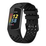 For Fitbit Charge 6 / 5 xDfind Hole Style Breathable Silicone Watch Band(Black)