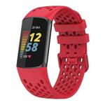For Fitbit Charge 6 / 5 xDfind Hole Style Breathable Silicone Watch Band(Red)