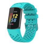 For Fitbit Charge 6 / 5 xDfind Hole Style Breathable Silicone Watch Band(Teal)