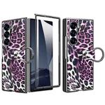 For Samsung Galaxy Z Fold6 VIETAO Leopard Print Metal Ring Leather Phone Case(Purple)