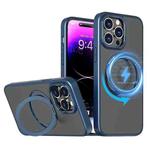 For iPhone 14 Pro Max kalebol MagSafe Metal Ring Holder Phone Case(Blue)