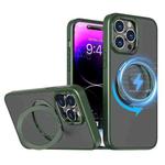 For iPhone 14 Pro Max kalebol MagSafe Metal Ring Holder Phone Case(Green)