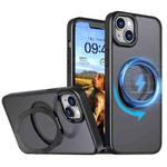 For iPhone 15 Plus kalebol MagSafe Metal Ring Holder Phone Case(Black)