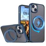 For iPhone 15 Plus kalebol MagSafe Metal Ring Holder Phone Case(Blue)