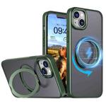 For iPhone 15 Plus kalebol MagSafe Metal Ring Holder Phone Case(Green)