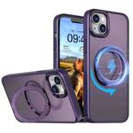 For iPhone 15 Plus kalebol MagSafe Metal Ring Holder Phone Case(Dark Purple)