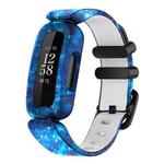 For Fitbit Ace 3 / Inspire2 xDfind Black Buckle Painting Integrated Silicone Watch Band(Blue Starry Sky)