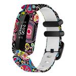 For Fitbit Ace 3 / Inspire2 xDfind Black Buckle Painting Integrated Silicone Watch Band(Peacock)