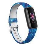 xDfind Silver Buckle Painting Silicone Watch Band For Fitbit Luxe, Size:L(Blue Starry Sky)