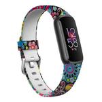 xDfind Silver Buckle Painting Silicone Watch Band For Fitbit Luxe, Size:L(Peacock)