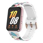 For Samsung Galaxy Fit3 xDfind Gold Buckle Printed Silicone Watch Band(Flowers Bloom)