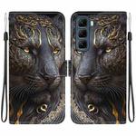 For Infinix Hot 50 5G Crystal Texture Colored Drawing Leather Phone Case(Black Gold Lion)