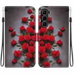For Infinix Hot 50 Pro+ 4G Crystal Texture Colored Drawing Leather Phone Case(Red Roses)