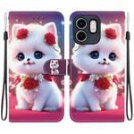 For Infinix Hot 50i / Smart 9 Crystal Texture Colored Drawing Leather Phone Case(Rose Cat)