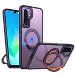 For Samsung Galaxy A17 5G kalebol MagSafe Metal Ring Holder Phone Case(Dark Purple)