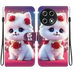 For Tecno Camon 30S / Camon 30S Pro Crystal Texture Colored Drawing Leather Phone Case(Rose Cat)