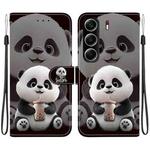 For Tecno Camon 40 Crystal Texture Colored Drawing Leather Phone Case(Milk Tea Bear)