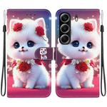 For Tecno Camon 40 Crystal Texture Colored Drawing Leather Phone Case(Rose Cat)
