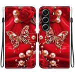 For Tecno Camon 40 Crystal Texture Colored Drawing Leather Phone Case(Pearl Butterfly Rose)
